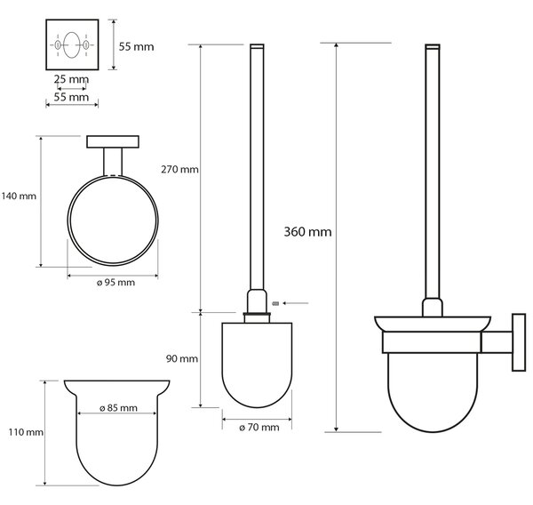 Sapho Sapho, X-SQUARE WC fali kefe, króm, XQ301