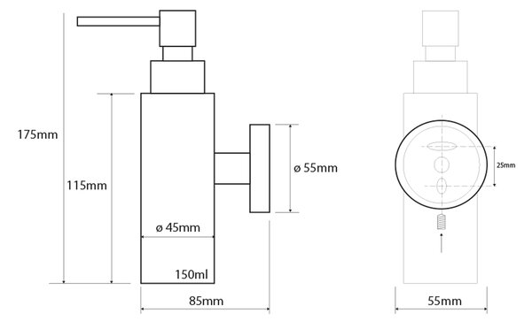 Sapho Sapho, X-STEEL folyékony szappanadagoló 150 ml, szálcsiszolt rozsdamentes acél, XS100
