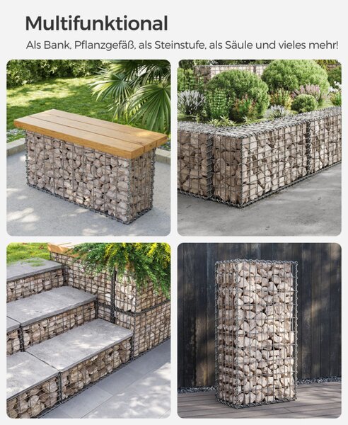 SONGMICS Gabion Kerti Kosár Horganyzott Acél 100x50x30 cm Ezüst