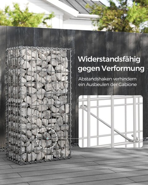 SONGMICS Gabion Kerti Kosár Horganyzott Acél 100x50x30 cm Ezüst