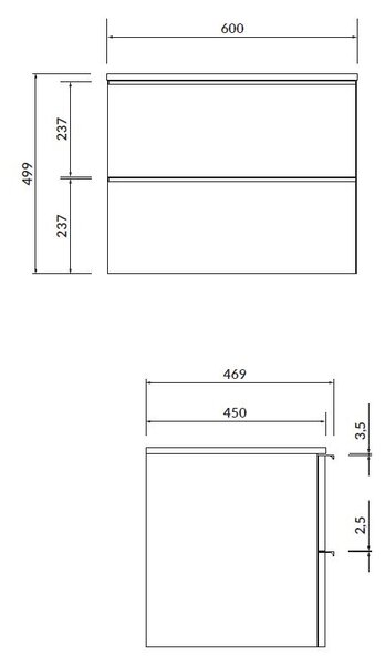 Cersanit - VIRGO akasztós szekrény a mosogató alatt pulttal 60cm, fehér-króm, S522-040