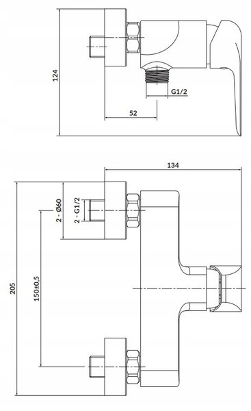 Cersanit City, fali zuhanycsaptelep, króm, S951-352