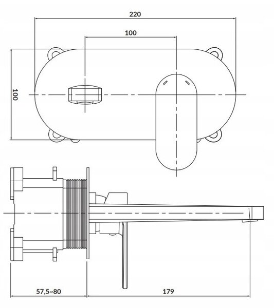 Cersanit Crea, rejtett mosdócsap + BOX, króm, S951-330