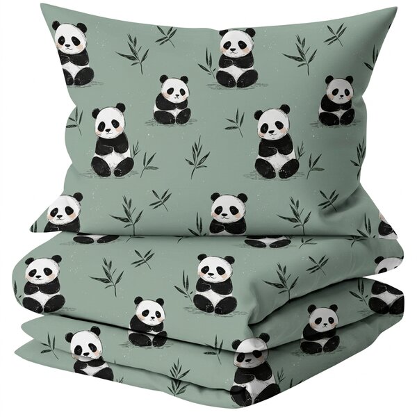 Mikroszálas ágynemű szett PANDA RELAX mentás + Párnahuzat 50 x 70 cm INGYENESEN