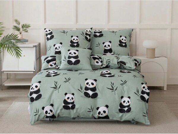 Mikroszálas ágynemű szett PANDA RELAX mentás + Párnahuzat 50 x 70 cm INGYENESEN