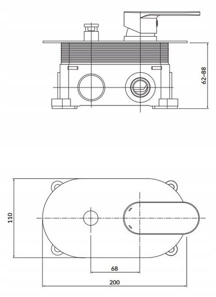 Cersanit Crea, fürdőkád - rejtett zuhanycsaptelep + BOX, króm, S951-305