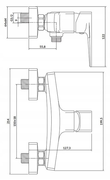 Cersanit Larga - zuhanycsaptelep, króm, S951-383