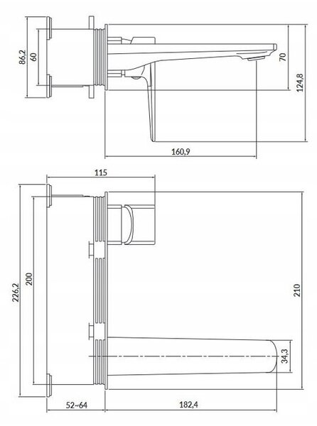 Cersanit Larga - rejtett mosdócsaptelep, fekete, S951-385