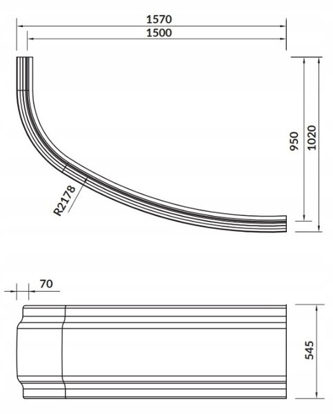 Cersanit Joanna New, kád panel 150cm jobb/bal, fehér, S401-104