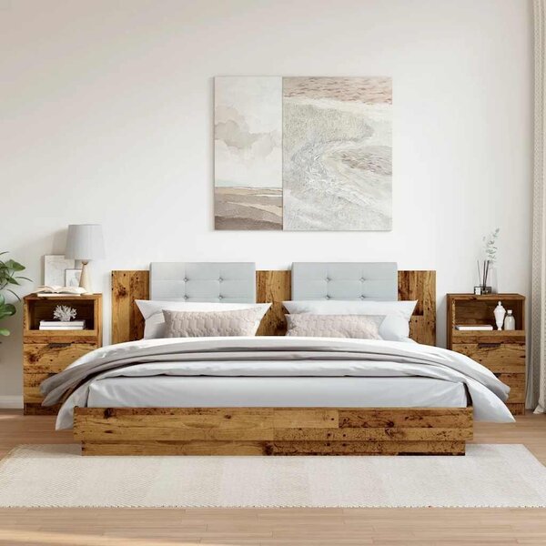 VidaXL 2 db antik fa színű szerelt fa éjjeliszekrény 40 x 36 x 65 cm