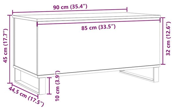 VidaXL Antik Fa Dohányzóasztal - 90x44,5x45 cm