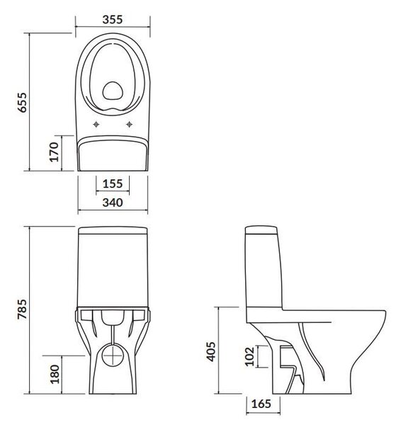Cersanit Moduo - WC Kombi hátsó hulladék 3/5 CLEAN ON + WC-ülőke termoszt SLIM, fehér, K116-001