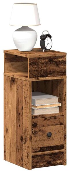 VidaXL 2 db antik fa színű éjjeliszekrény fiókkal 25x31x66 cm