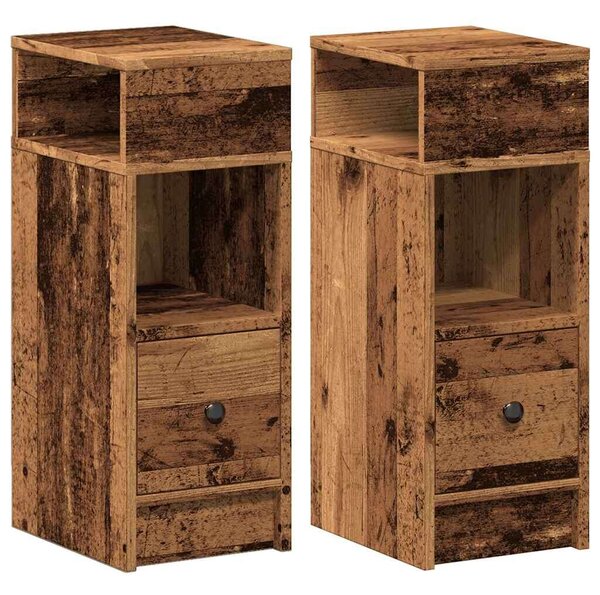 VidaXL 2 db antik fa színű éjjeliszekrény fiókkal 25x31x66 cm