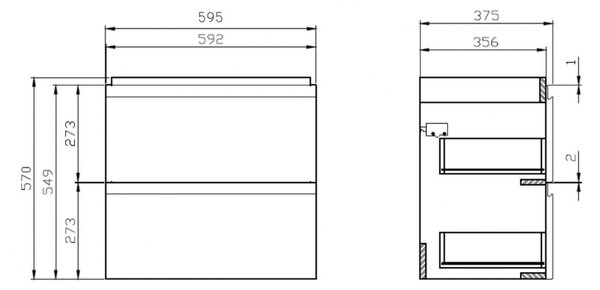Cersanit Moduo Slim SET, függő szekrény 60x35x62 cm + mosogató 60 cm, antracit matt, S801-469-DSM