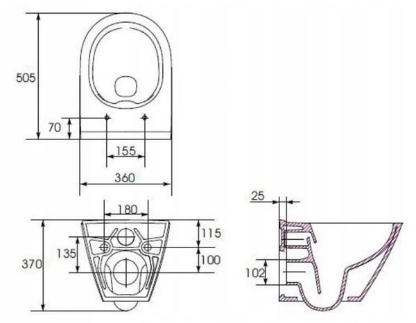 Cersanit City Oval CleanOn, függő wc csésze + wc ülőke lassan záródó hőre keményedő, K701-104