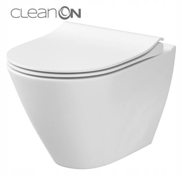 Cersanit City Oval CleanOn, függő wc csésze + wc ülőke lassan záródó hőre keményedő, K701-104