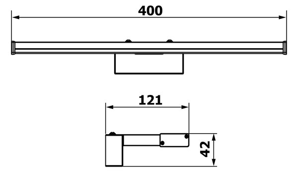 Sapho Sapho, CHICAGO LED lámpa, 400x120x40 mm, 8W, 230 V, műanyag, matt fekete