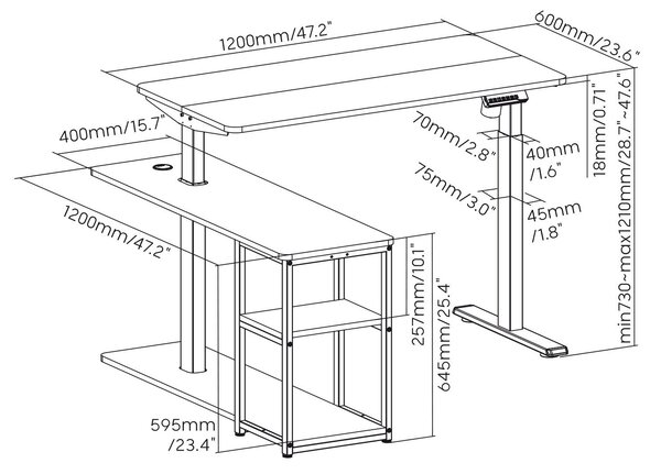 Ergo Office ER-450 Elektromos Állítható Íróasztal - 120x60cm