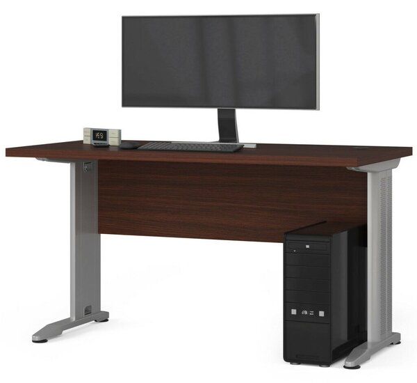 Akord Stílusos Wenge Számítógépasztal BM-135 - Minőségi Laminált Lemez, 135 cm Széles, Modern Matt Felület, Masszív Fém Lábakkal, Összeszerelés Szükséges