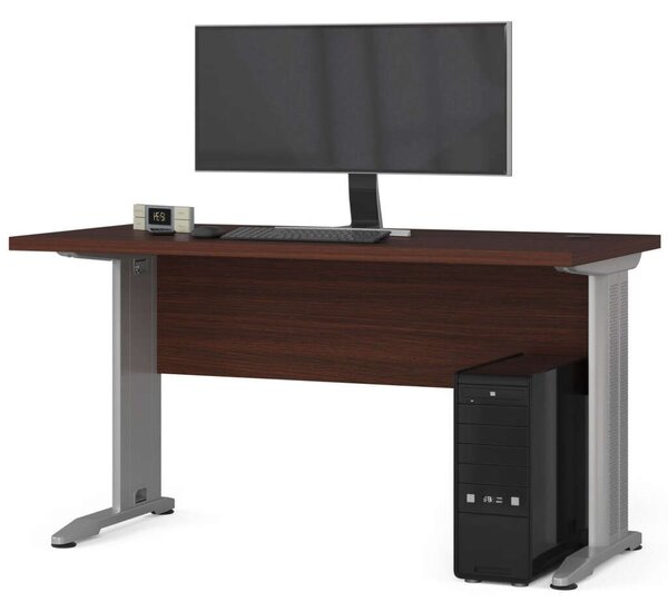 Akord Stílusos Wenge Számítógépasztal BM-135 - Minőségi Laminált Lemez, 135 cm Széles, Modern Matt Felület, Masszív Fém Lábakkal, Összeszerelés Szükséges
