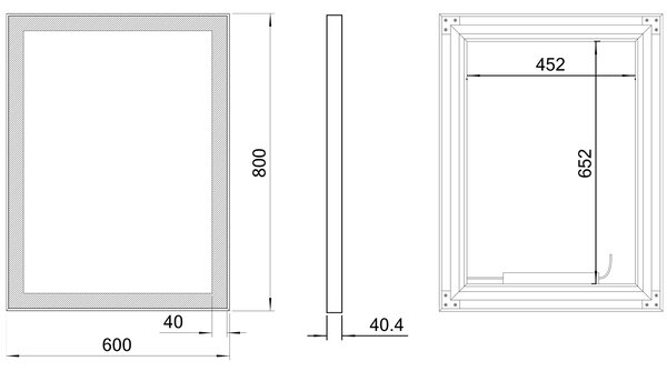 Sapho Sapho, GANO tükör LED világítással 60x80cm, fekete