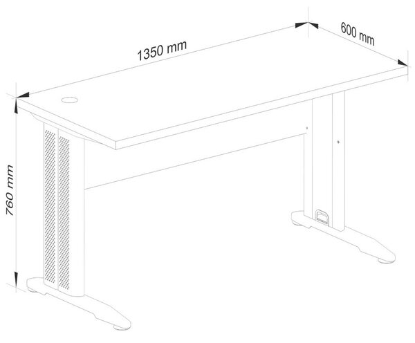 Akord Stílusos Wenge Számítógépasztal BM-135 - Minőségi Laminált Lemez, 135 cm Széles, Modern Matt Felület, Masszív Fém Lábakkal, Összeszerelés Szükséges