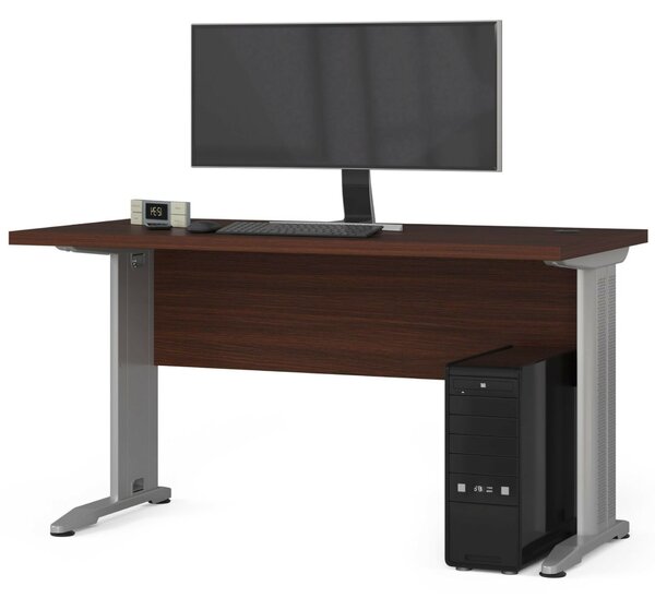 Akord Stílusos Wenge Számítógépasztal BM-135 - Minőségi Laminált Lemez, 135 cm Széles, Modern Matt Felület, Masszív Fém Lábakkal, Összeszerelés Szükséges