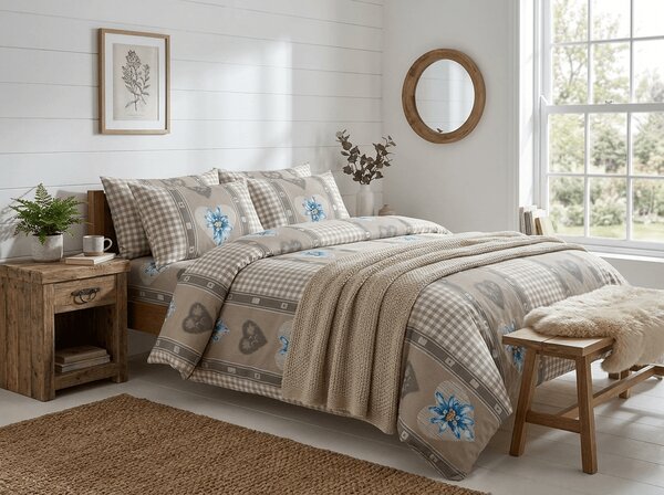 Krepp ágynemű HEART RETRO POLY barna Ágyneműhuzat mérete: 70 x 90 cm | 140 x 220 cm