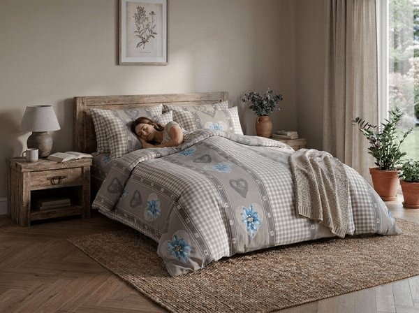 Krepp ágynemű HEART RETRO POLY barna Ágyneműhuzat mérete: 70 x 90 cm | 140 x 220 cm