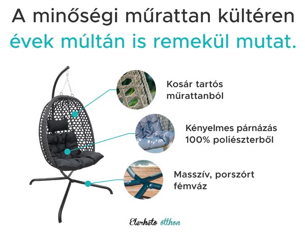 Függőszék MOLINE állvánnyal, fekete