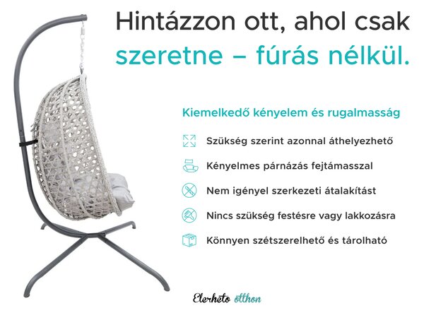 Függőszék MOLINE állvánnyal, fekete
