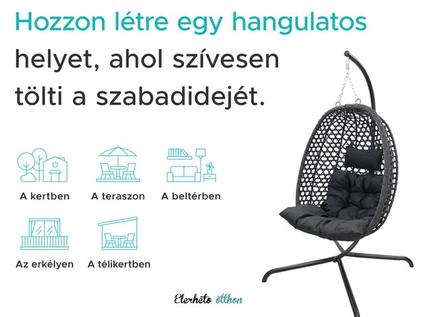 Függőszék MOLINE állvánnyal, fekete