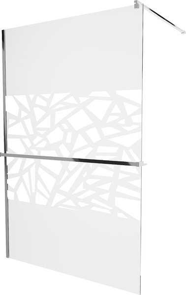 Mexen Kioto +, zuhanyparaván polccal és törölközőtartóval 140 x 200 cm, 8mm átlátszó üvegmintás fehér, króm profil, 800-140-121-01-85