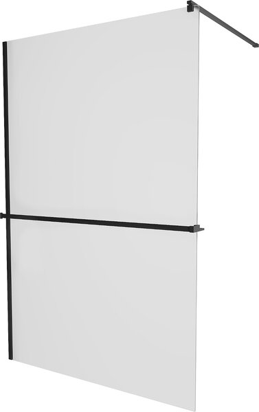 Mexen Kioto +, zuhany paraván polccal és törölközőtartóval 140 x 200 cm, 8 mm-es jegesedés üveg, fekete profil, 800-140-121-70-30