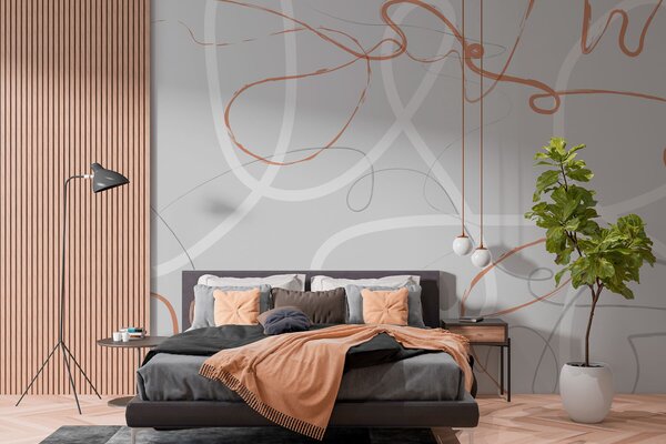 Fotótapéta Szürke és narancssárga örvények, Modern fotótapéta, Modern fotótapéta, w01455 - Muralas.hu
