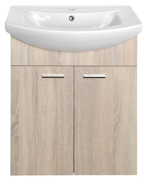 Aqualine Sapho, ZOJA mosdó szekrény 61,5x74x32,5 cm, platina tölgy, 2x ajtó, 51163