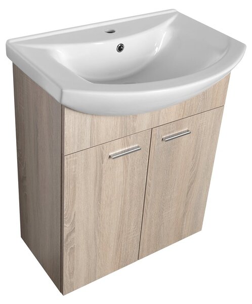 Aqualine Sapho, ZOJA mosdó szekrény 61,5x74x32,5 cm, platina tölgy, 2x ajtó, 51163