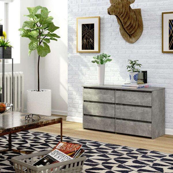CL100 Beton Komód - 6 Fiókos - 100 cm