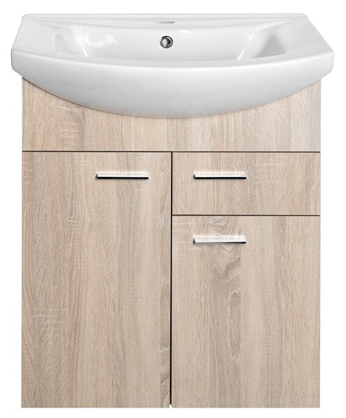 Aqualine Sapho, ZOJA mosdó szekrény 61,5x74x32cm, 2x ajtó, 1x fiók, platina tölgy, 51165