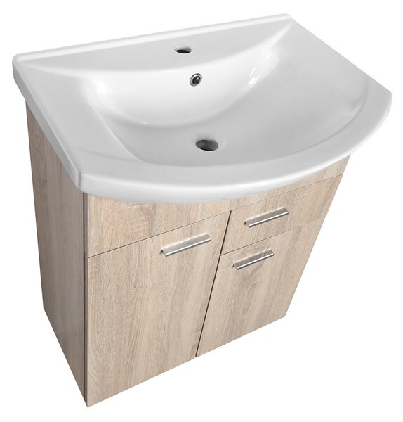 Aqualine Sapho, ZOJA mosdó szekrény 61,5x74x32cm, 2x ajtó, 1x fiók, platina tölgy, 51165