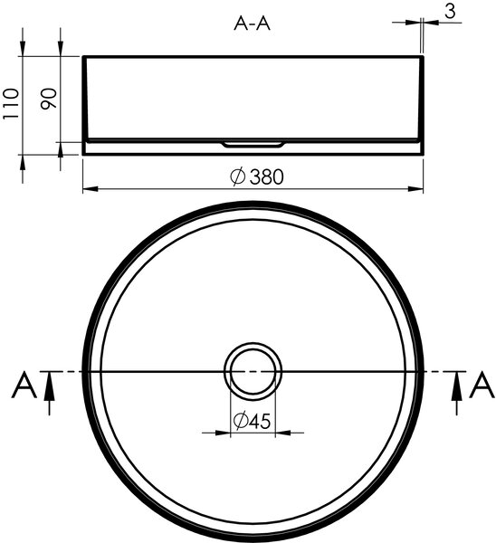 Sapho Sapho, AURUM rozsdamentes acél mosogató, átmérő 38 cm, kimenettel együtt, réz matt, AU301