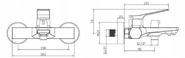 Invena Neri, falra szerelhető kádcsaptelep, króm, BW-01-001-L