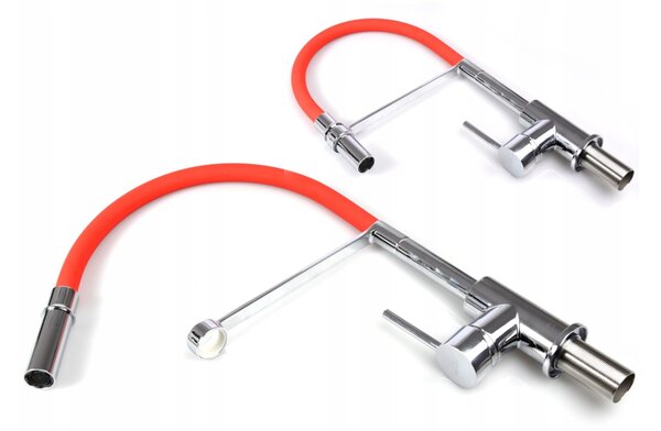 Invena Chameleon, szabadon álló mosogató csaptelep, piros-króm, BZ-29-L07-C