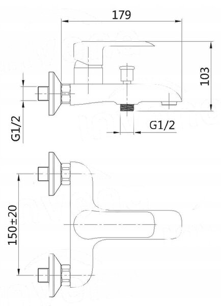 Invena Siros, kád csaptelep, króm, BW-90-001-A