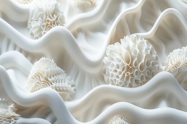 Fotótapéta Absztrakt hullámos háttér fehér formák 3D stílusban, 3d fotótapéta, Fotótapéta 3d virágok, w01475 : Uwalls.hu
