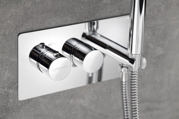 Sapho Sapho, RHAPSODY rejtett termosztatikus zuhanycsaptelep kézi zuhannyal, 2 kimenet, króm, 5508
