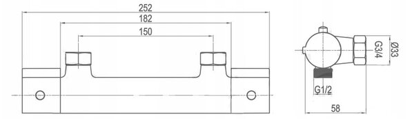 Invena Slim, termosztatikus zuhanycsaptelep 150mm, króm, BT-00-S01-x