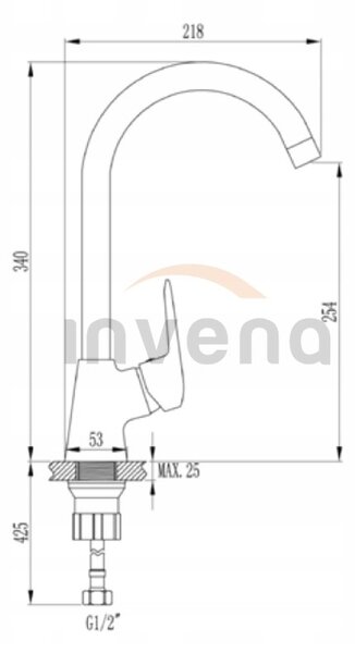 Invena Corso, szabadon álló mosogató csaptelep forgatható karral, fekete, BZ-81-L04-X