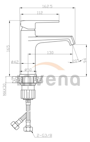 Invena Fira, szabadon álló mosdócsaptelep, fekete matt, INV-BU-71-004-V